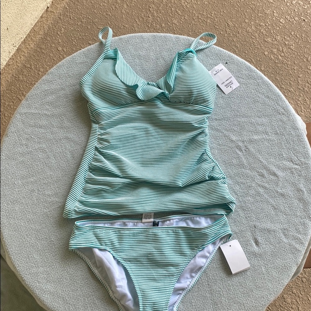 Ralph Lauren green stripe tankini